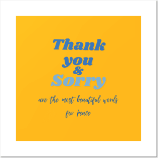 Thank you and sorry quote (blue writting) Posters and Art